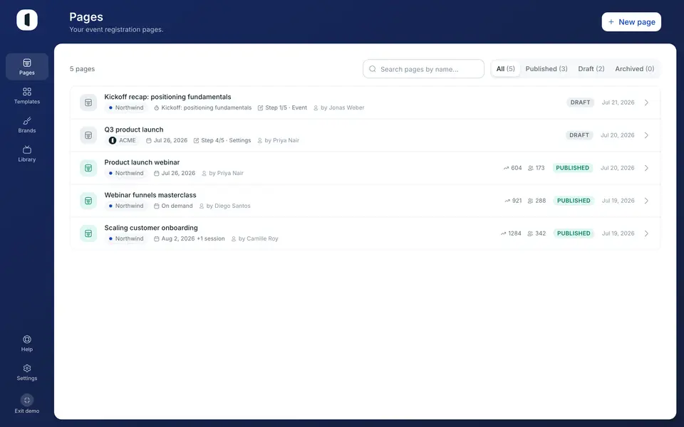 From the Pages tab, click “New page” to get started.