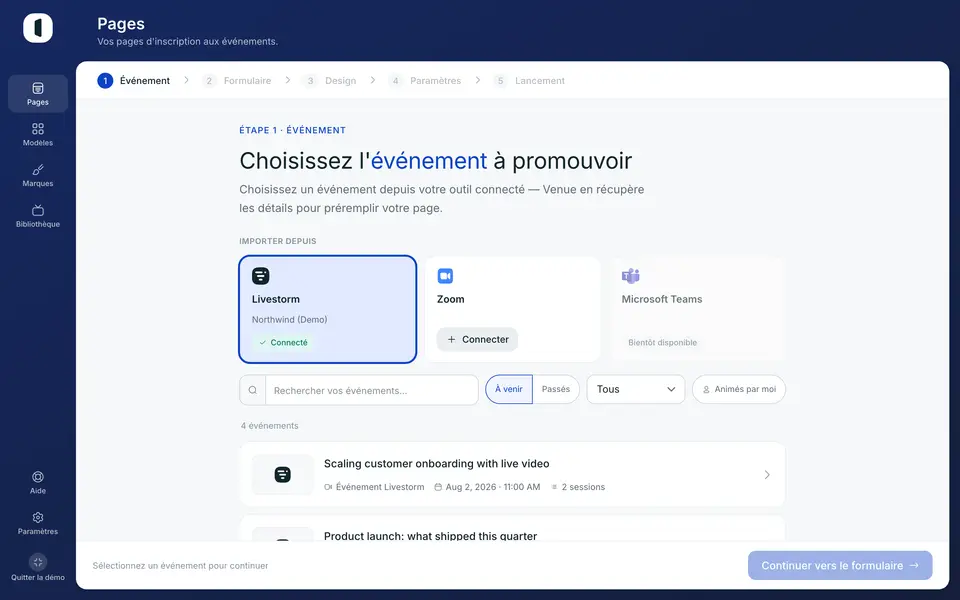 Teams comme source est annoncé « Bientôt disponible ».