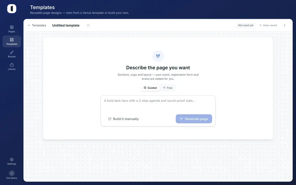 Click “New template” to create one — blank, or duplicated from an existing template.