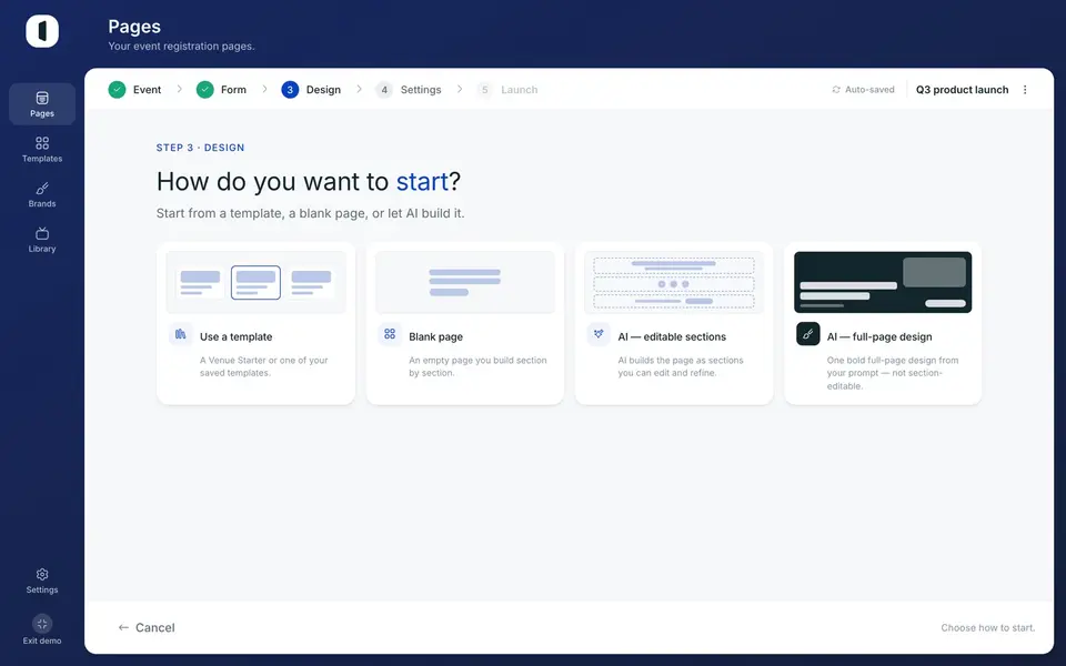 Choose the “Use a template” option.