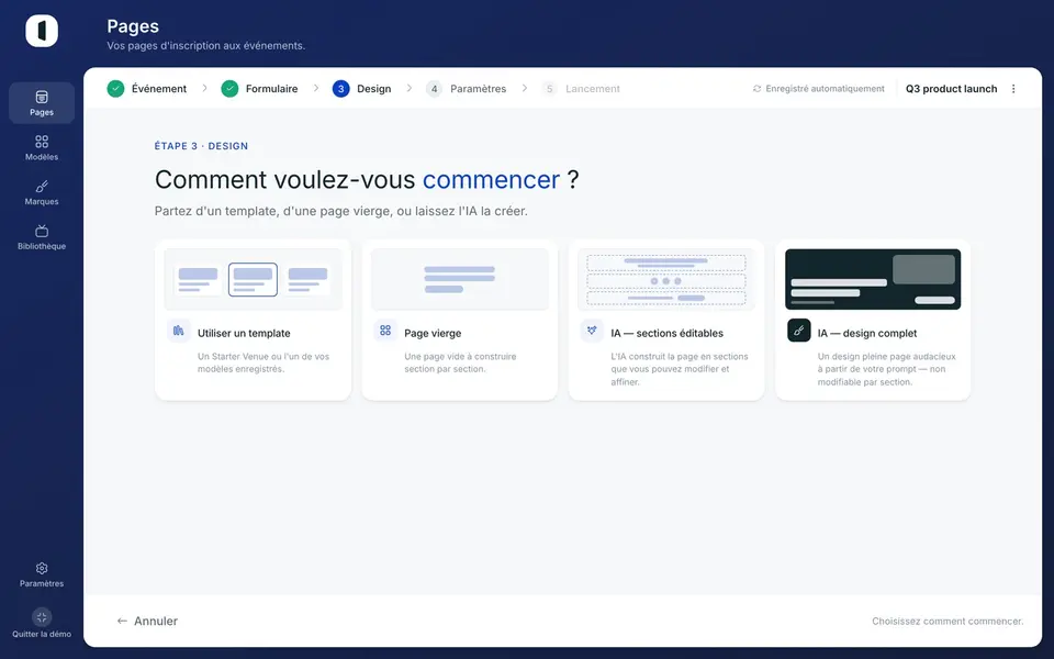 Choisissez l'option « Utiliser un template ».